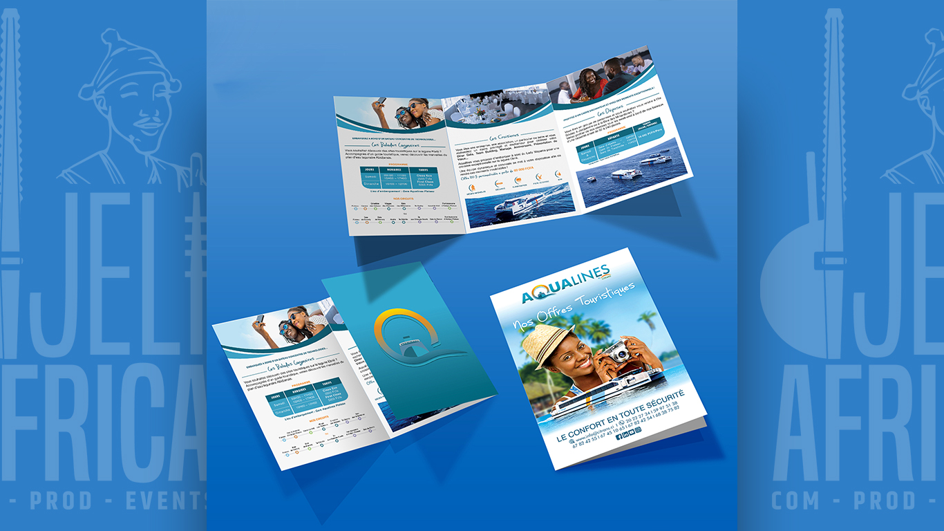 Aqualines : Flyers A5 trois volets 